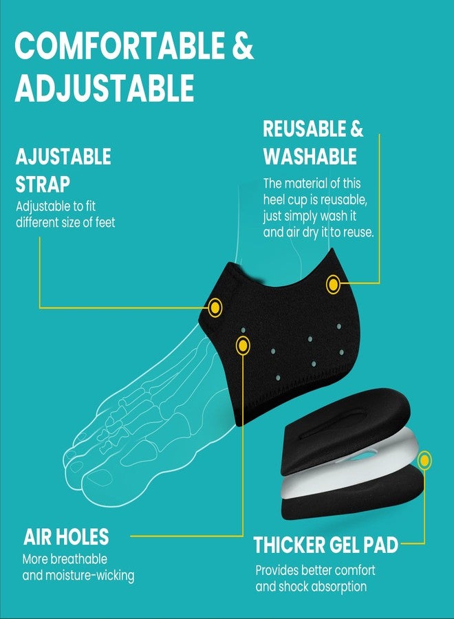 Promifun Plantar Fasciitis Heel Cup Protectors - Promifun Heel Cups for Heel Spur,Achilles Tendinitis,Cracked Heels,Heel Pain Relief Products - Gel Heel Cushion Pads,Black,Large(W 9.5-13 / M 8.5-14) - Image 3